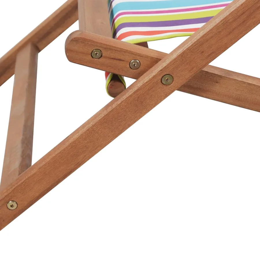 Chaise pliable de plage Tissu et cadre en bois Multicolore - 9