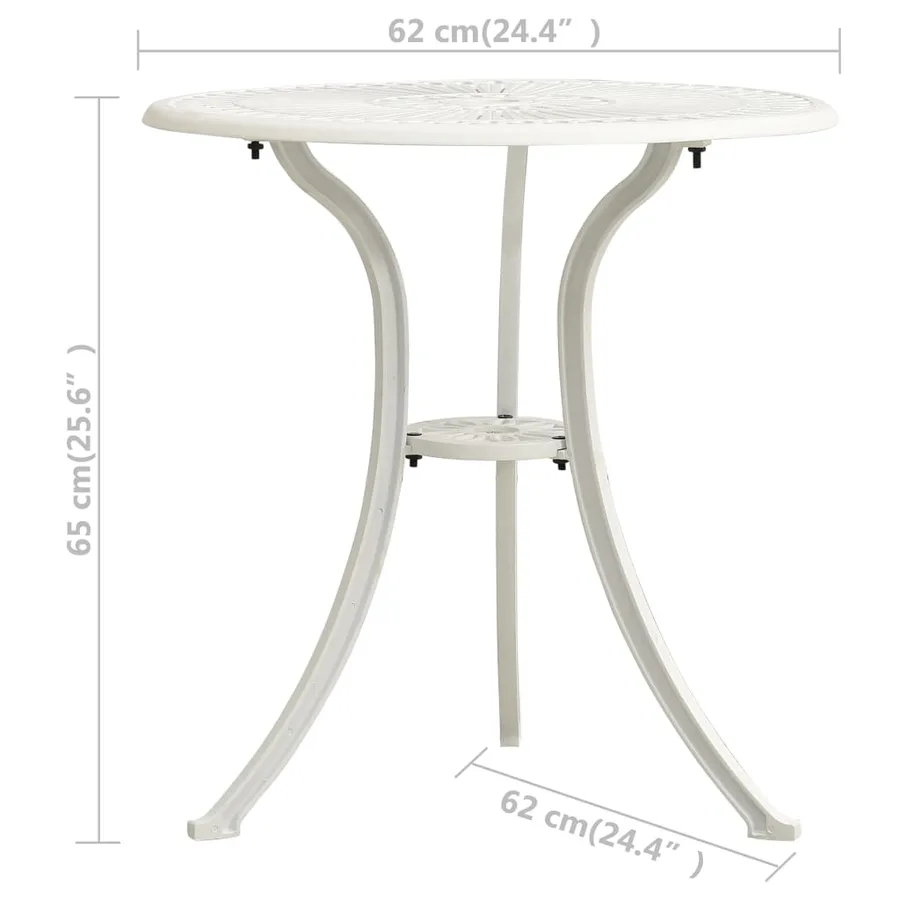 Table de jardin Blanc 62x62x65 cm Aluminium coulé - 6