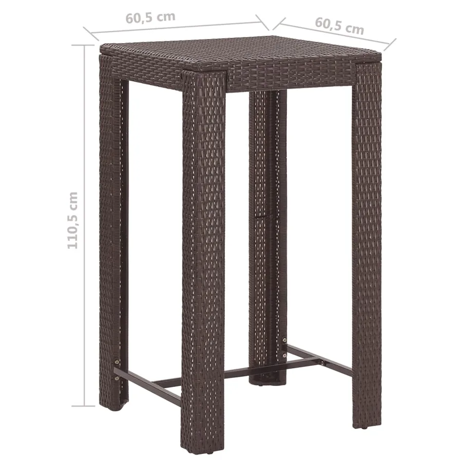 Meubles de bar de jardin 3pcs et coussins Résine tressée Marron - 9