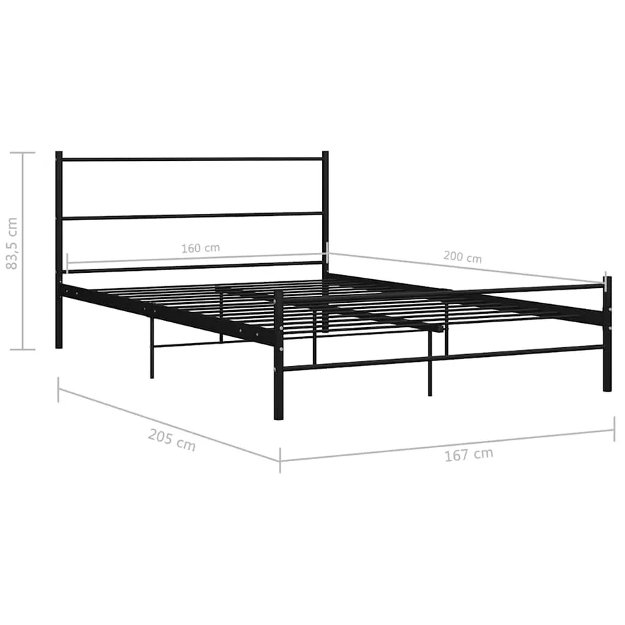 Cadre de lit avec tête de lit sans matelas noir 160x200cm métal - 7