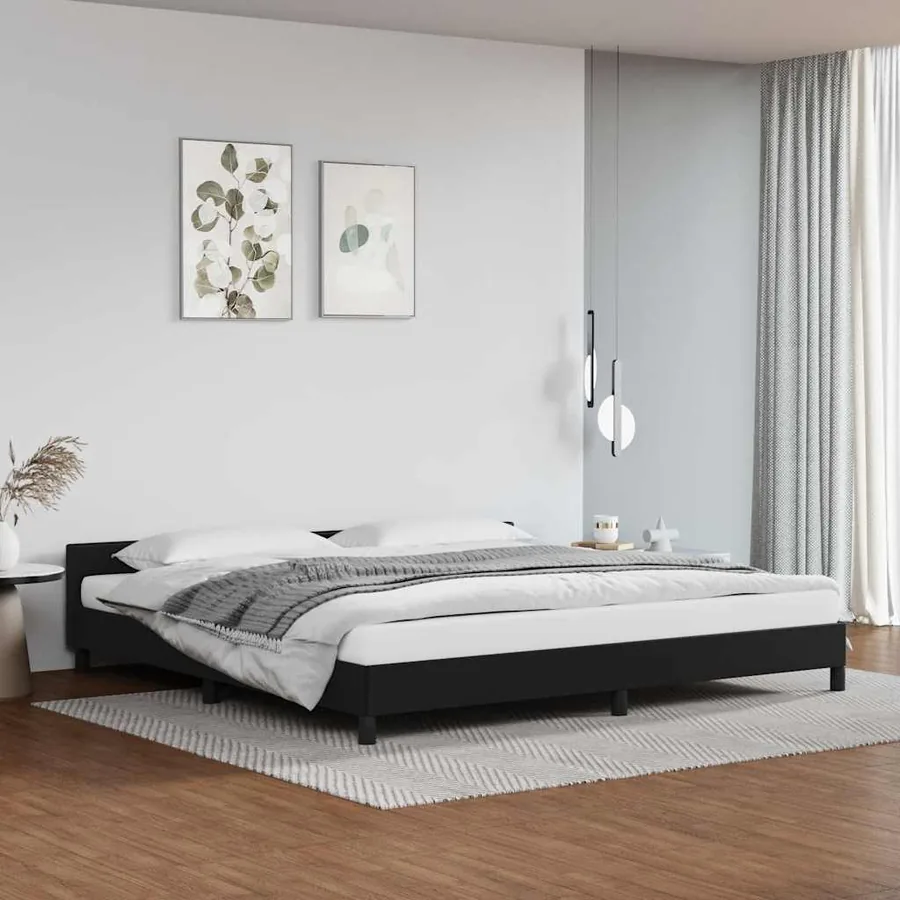 Cadre de lit avec tête de lit sans matelas noir 200x200 cm