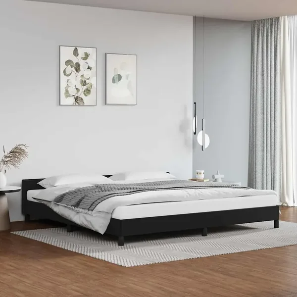 Cadre de lit avec tête de lit sans matelas noir 200x200 cm