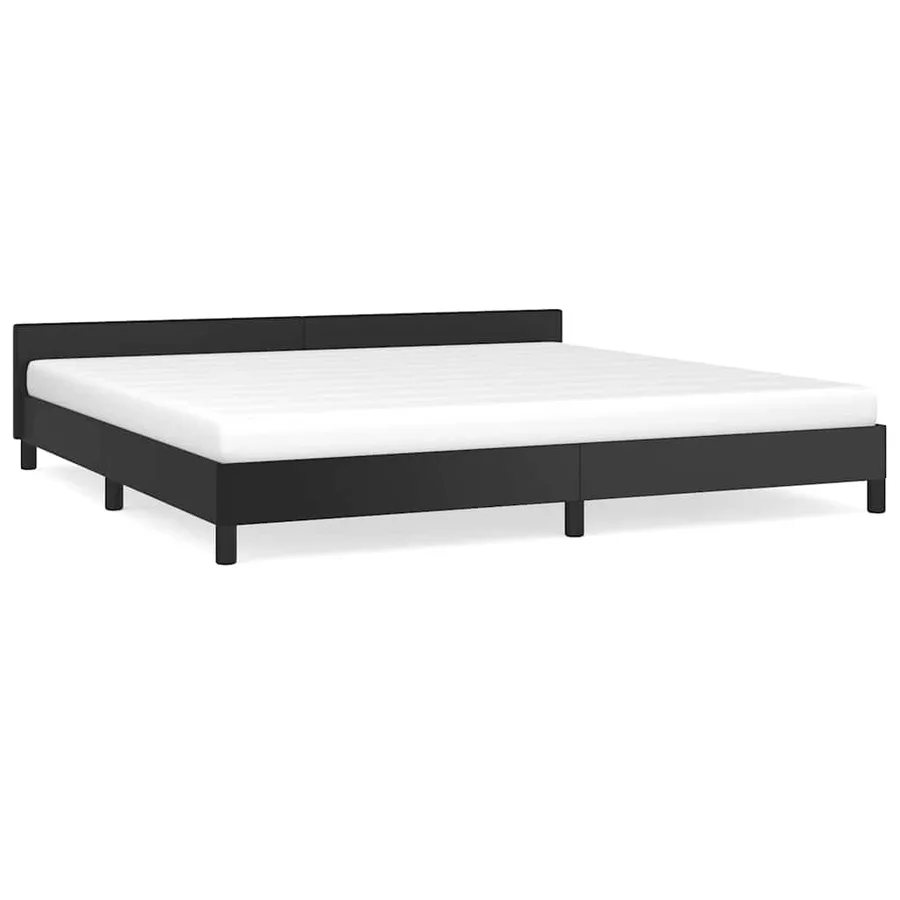 Cadre de lit avec tête de lit sans matelas noir 200x200 cm - 2