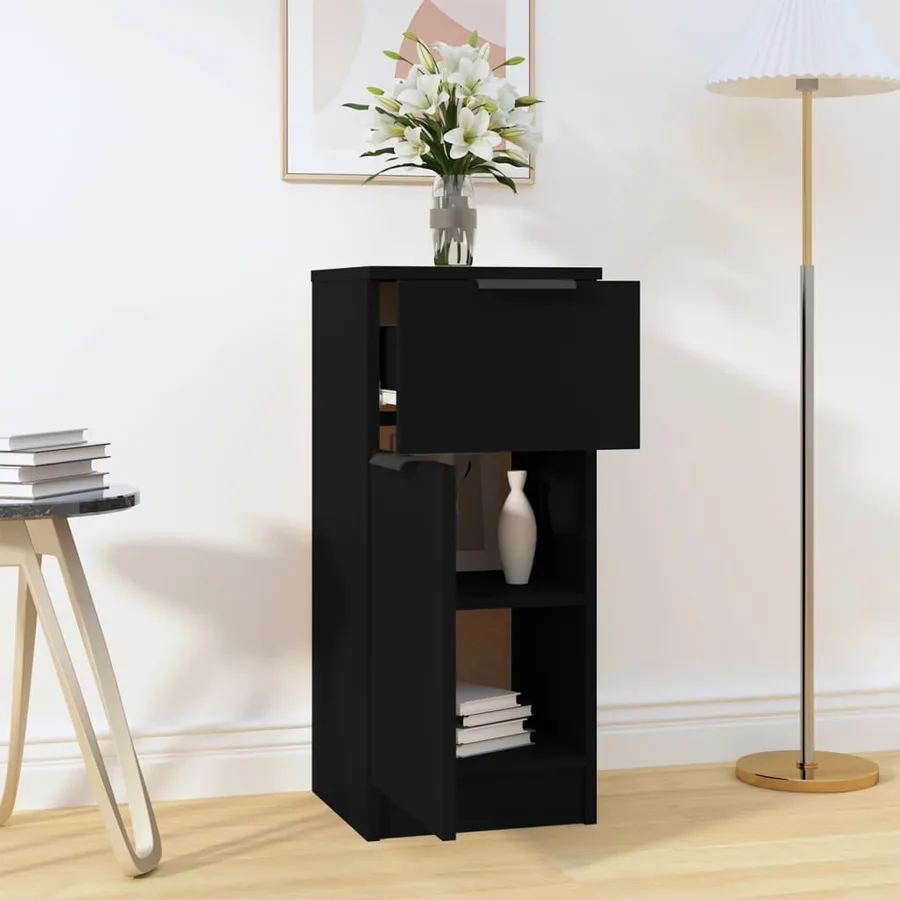 Buffet noir 30x30x70 cm bois d'ingénierie - 3