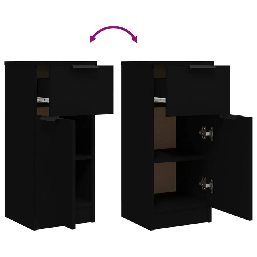 Buffet noir 30x30x70 cm bois d'ingénierie - 9