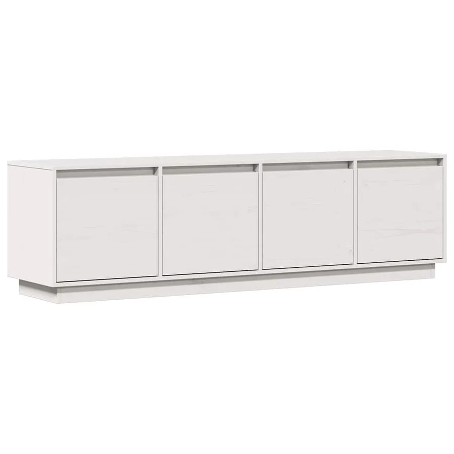 Meuble TV Blanc 156x37x45 cm Bois de pin massif - 2