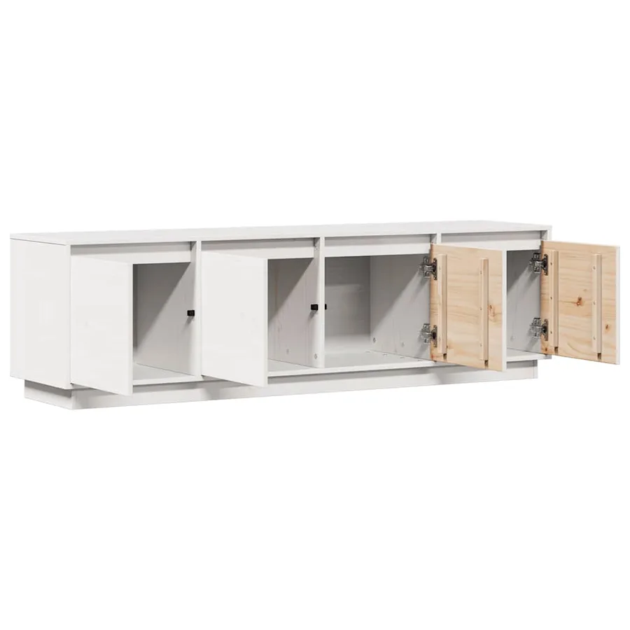 Meuble TV Blanc 156x37x45 cm Bois de pin massif - 5