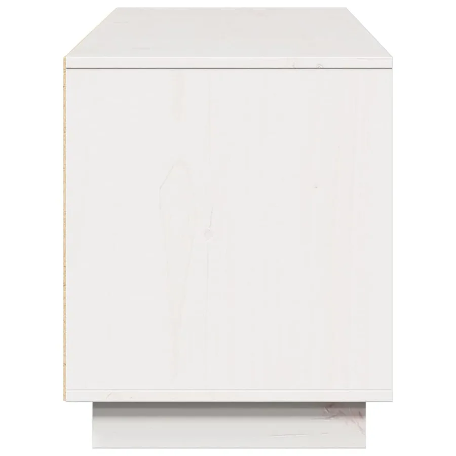 Meuble TV Blanc 156x37x45 cm Bois de pin massif - 6
