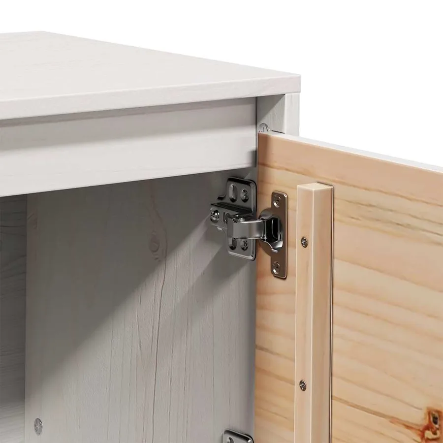 Meuble TV Blanc 156x37x45 cm Bois de pin massif - 8