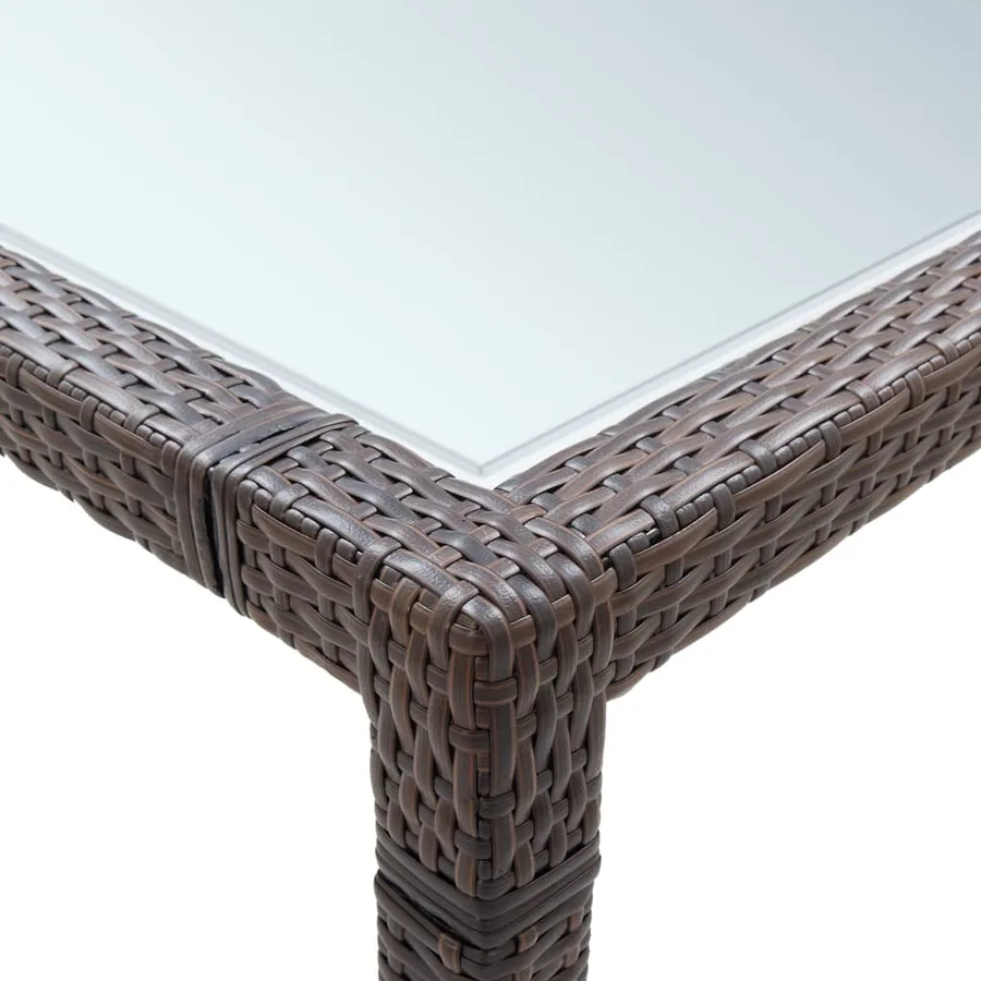 Table à manger de jardin Marron 200x200x74 cm Résine tressée - 4