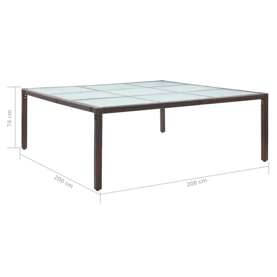 Table à manger de jardin Marron 200x200x74 cm Résine tressée - 5