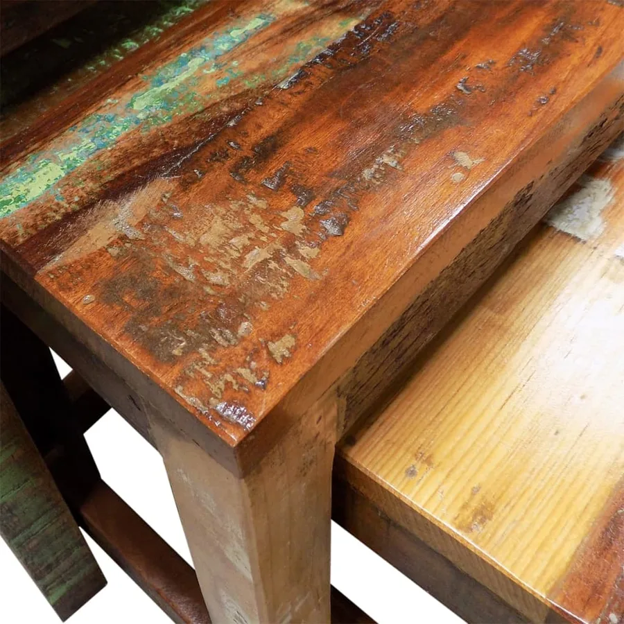 Table gigogne 3 pcs vintage Bois de récupération - 4