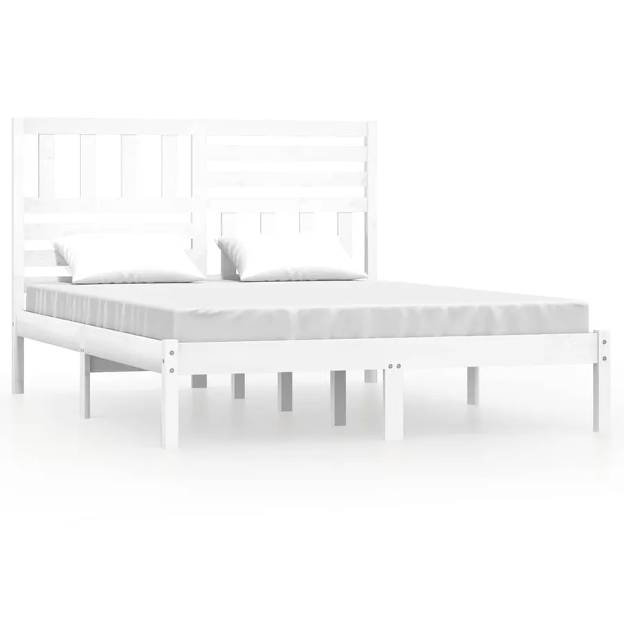 Cadre de lit sans matelas blanc bois de pin massif 140x200 cm - 2