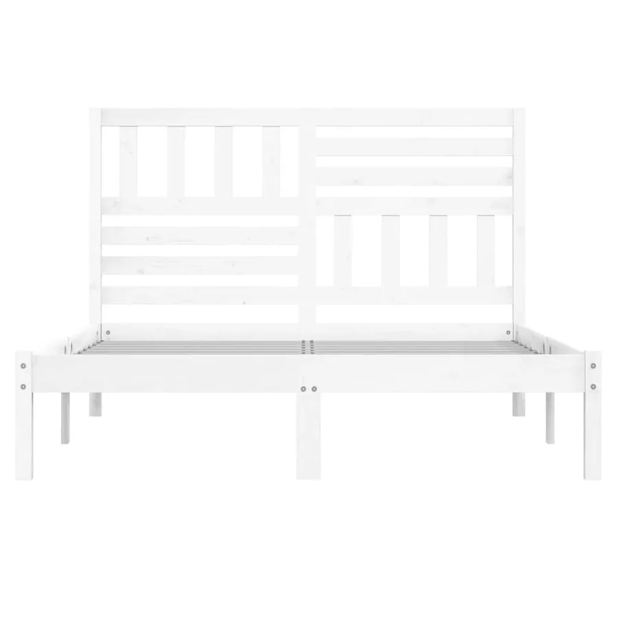 Cadre de lit sans matelas blanc bois de pin massif 140x200 cm - 4