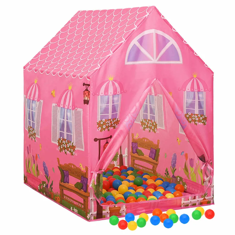 Tente de jeu pour enfants avec 250 balles Rose 69x94x104 cm - 2
