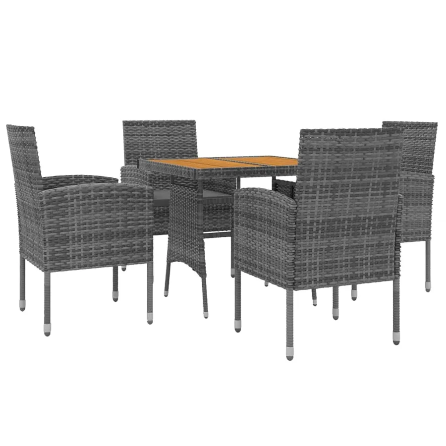Ensemble à manger d'extérieur 5 pcs Résine tressée Gris - 3