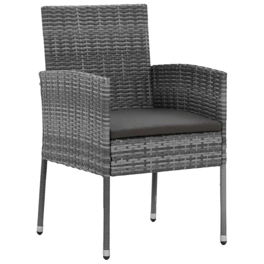 Ensemble à manger d'extérieur 5 pcs Résine tressée Gris - 4