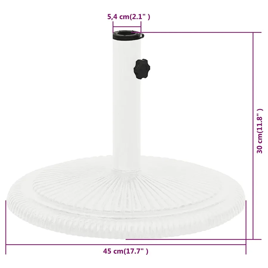 Socle de parasol Blanc 45x45x30 cm Fonte - 9