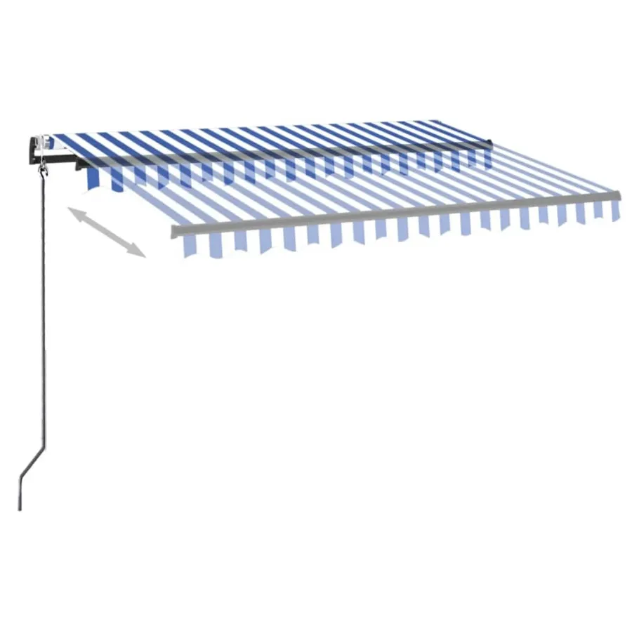 Auvent automatique capteur de vent/LED 300x250 cm Bleu et blanc - 3