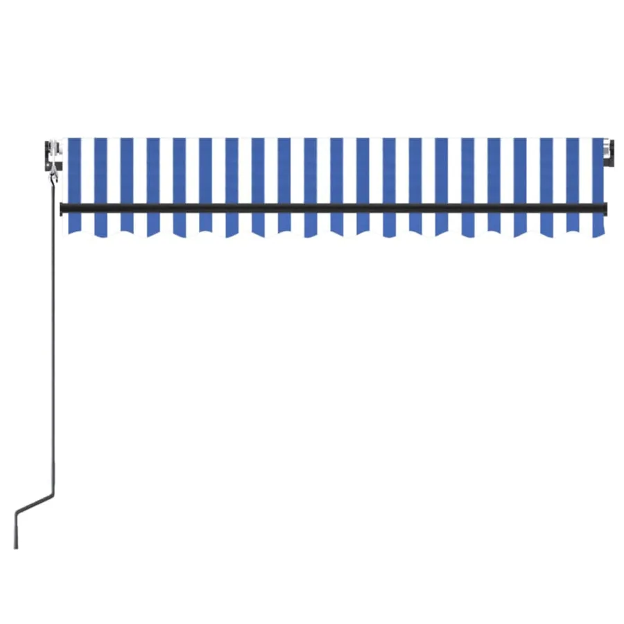 Auvent automatique capteur de vent/LED 300x250 cm Bleu et blanc - 4