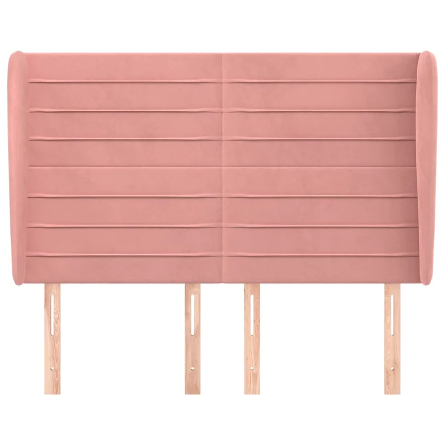 Tête de lit avec oreilles Rose 147x23x118/128 cm Velours - 3