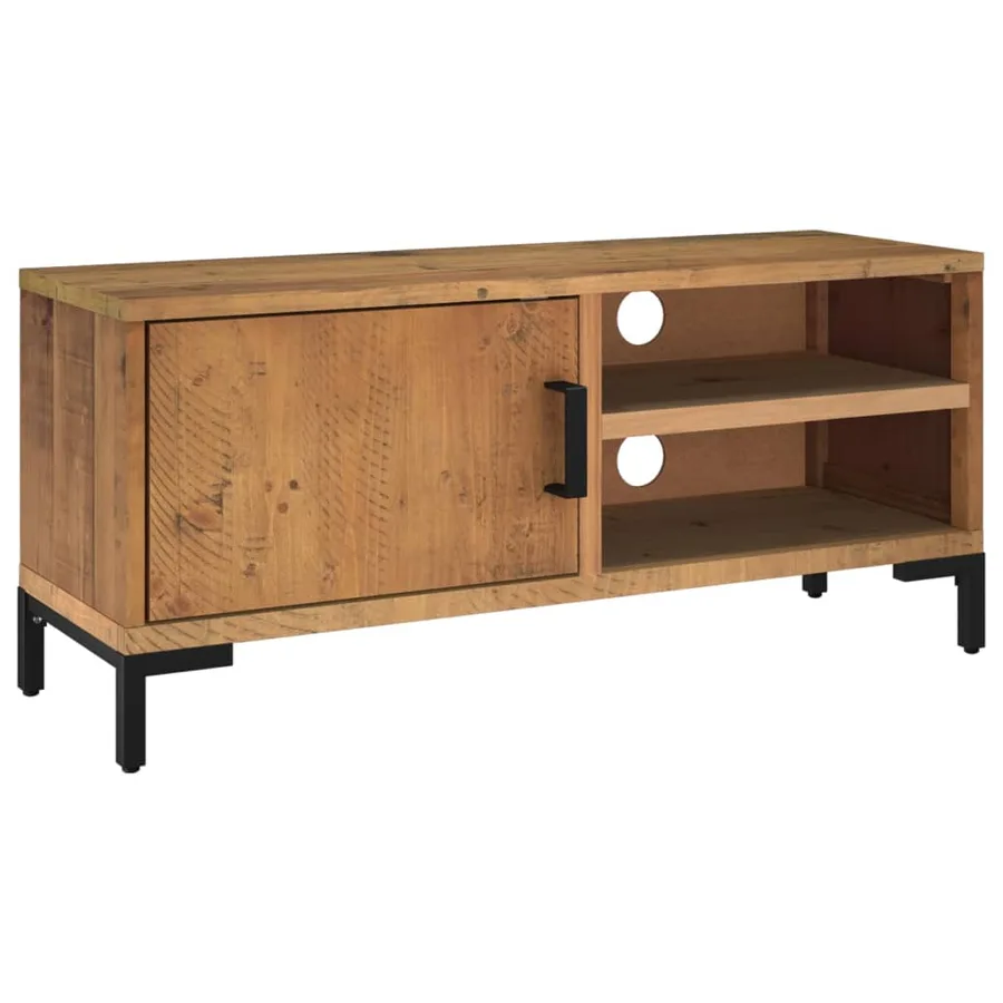 Meuble TV Marron 90x30x40 cm Bois de pin massif - 2