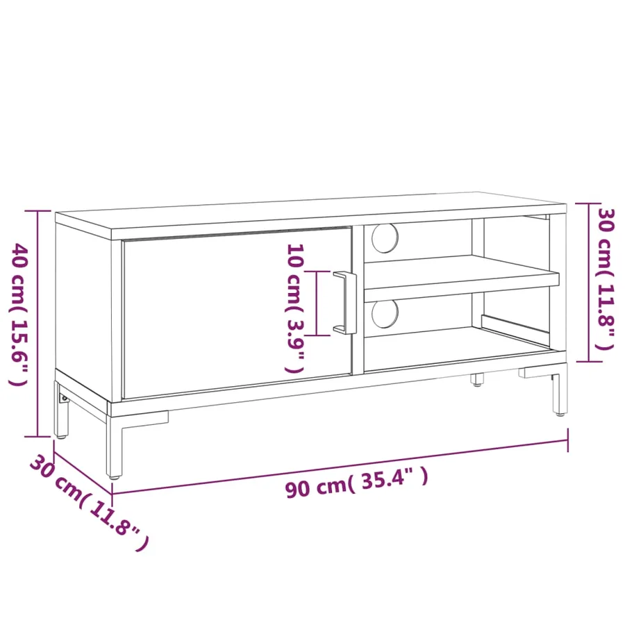 Meuble TV Marron 90x30x40 cm Bois de pin massif - 8
