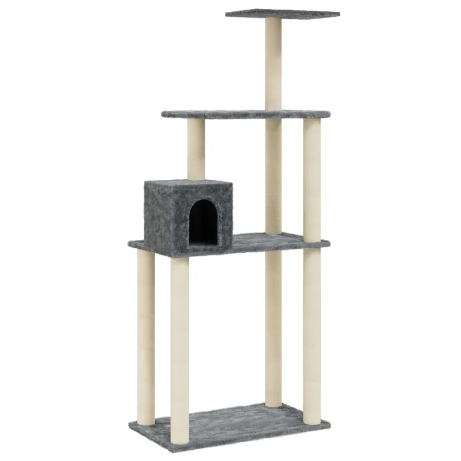 Arbre à chat avec griffoirs en sisal Gris foncé 147 cm - 2