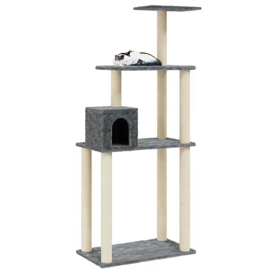 Arbre à chat avec griffoirs en sisal Gris foncé 147 cm - 3