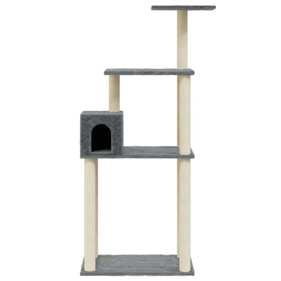 Arbre à chat avec griffoirs en sisal Gris foncé 147 cm - 4