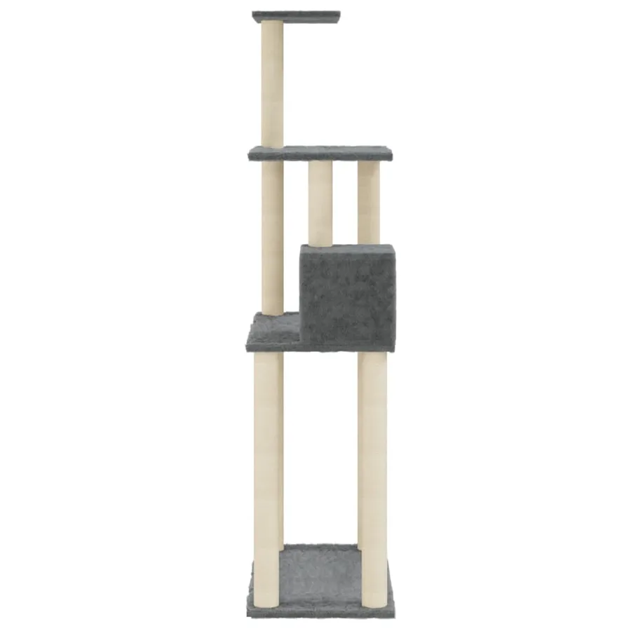 Arbre à chat avec griffoirs en sisal Gris foncé 147 cm - 5