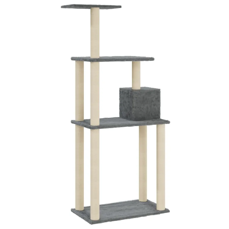Arbre à chat avec griffoirs en sisal Gris foncé 147 cm - 6