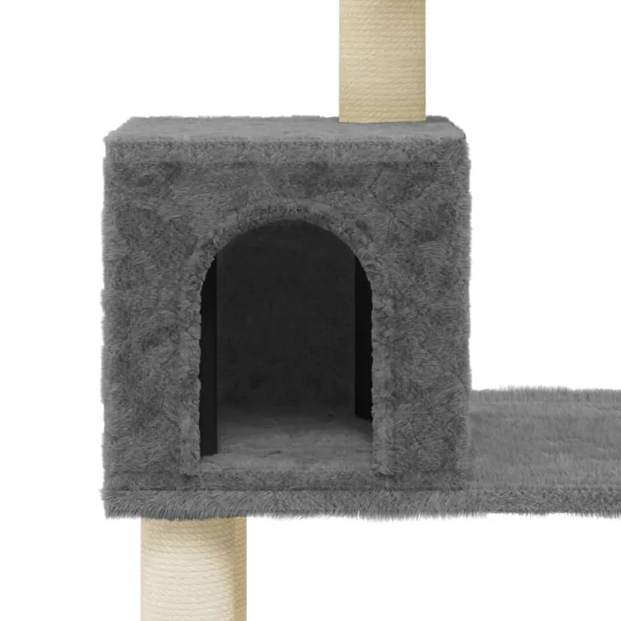 Arbre à chat avec griffoirs en sisal Gris foncé 147 cm - 7