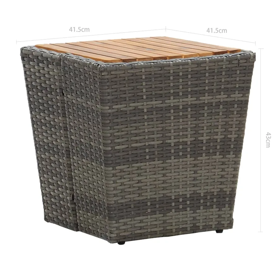 Ensemble de bistro 3 pcs Résine tressée et bois d'acacia Gris - 12