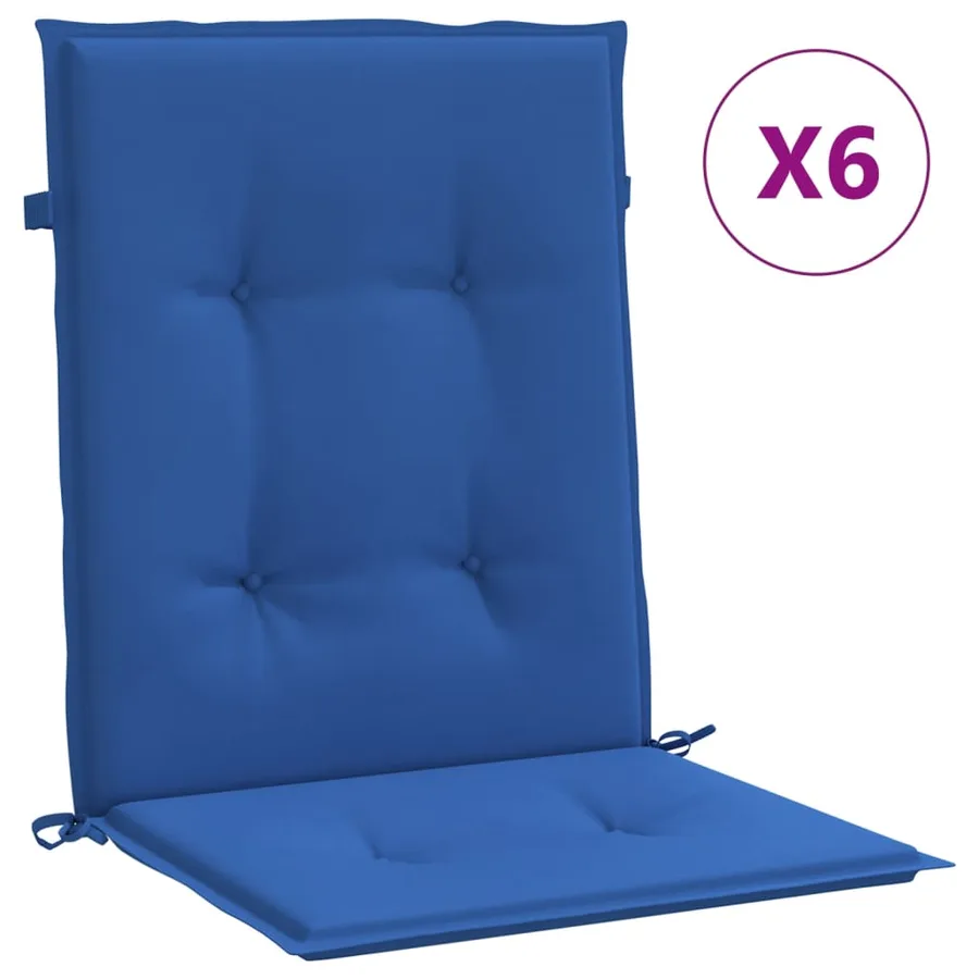 Coussins de chaise de jardin à dossier bas lot de 6 bleu royal - 2