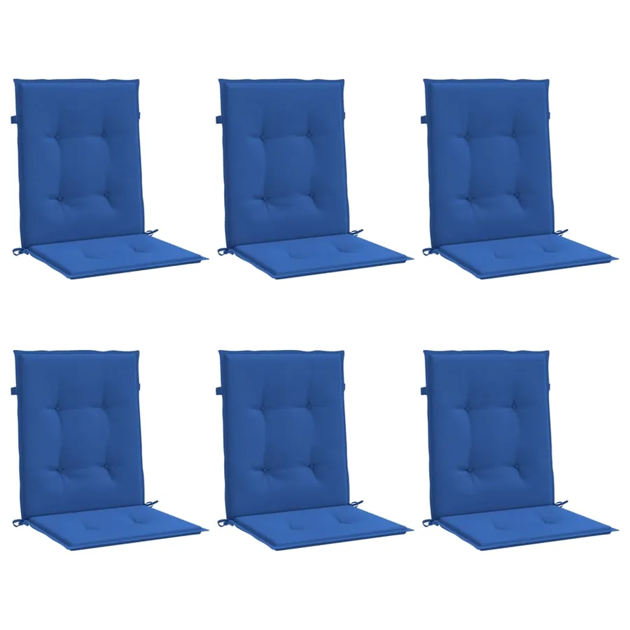 Coussins de chaise de jardin à dossier bas lot de 6 bleu royal - 3