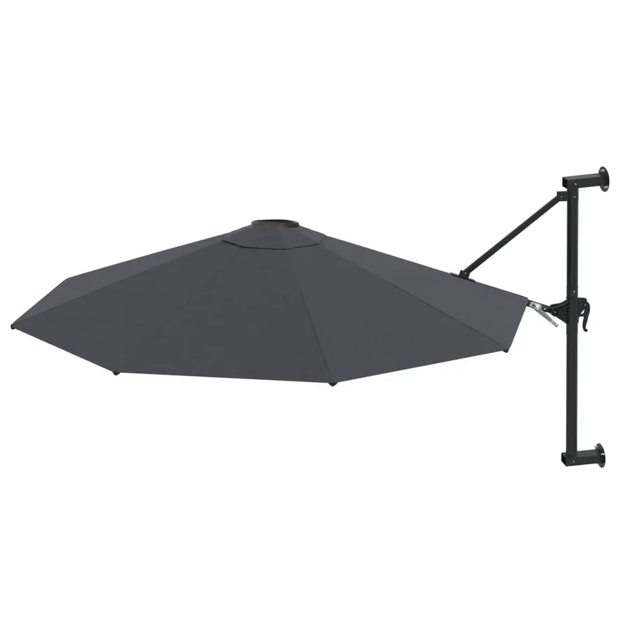 Parasol mural avec mât métallique 300 cm Anthracite - 2