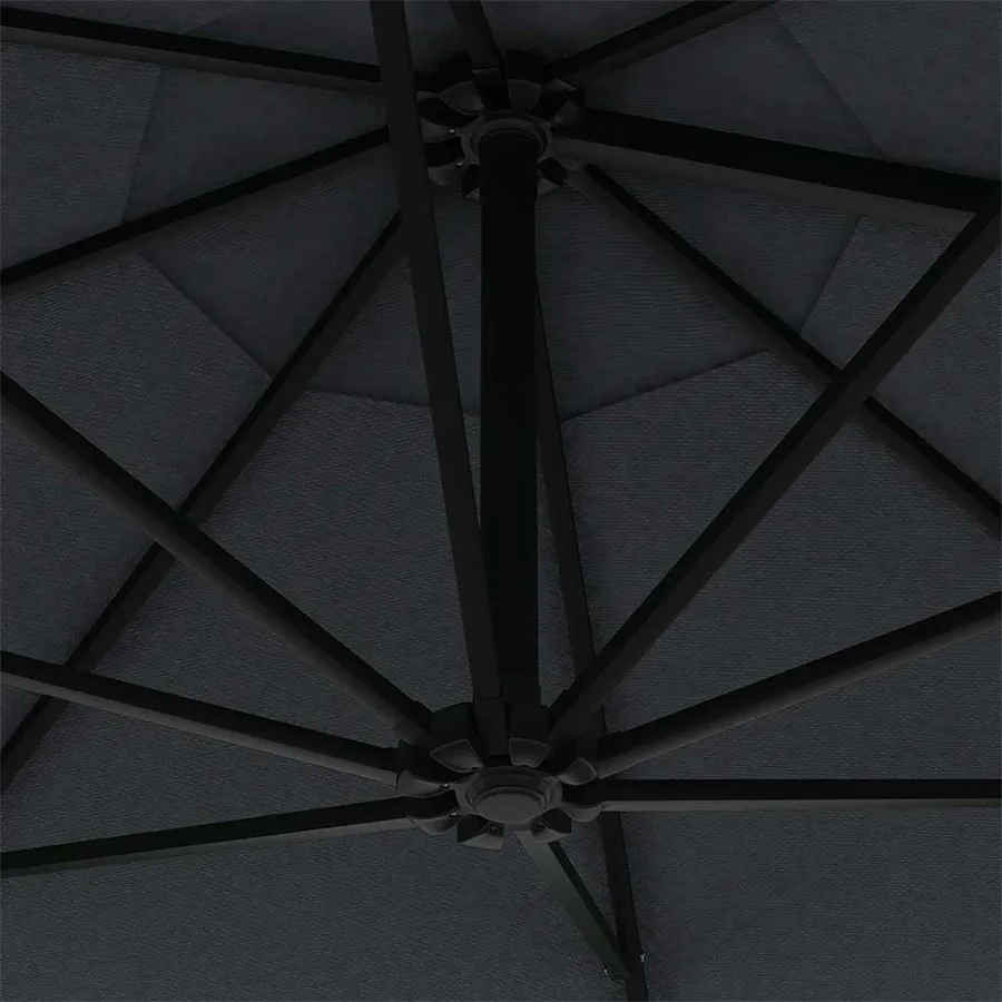 Parasol mural avec mât métallique 300 cm Anthracite - 7