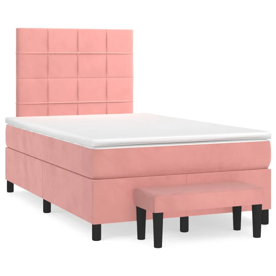 Sommier à lattes de lit avec matelas Rose 120x200 cm Velours - 2