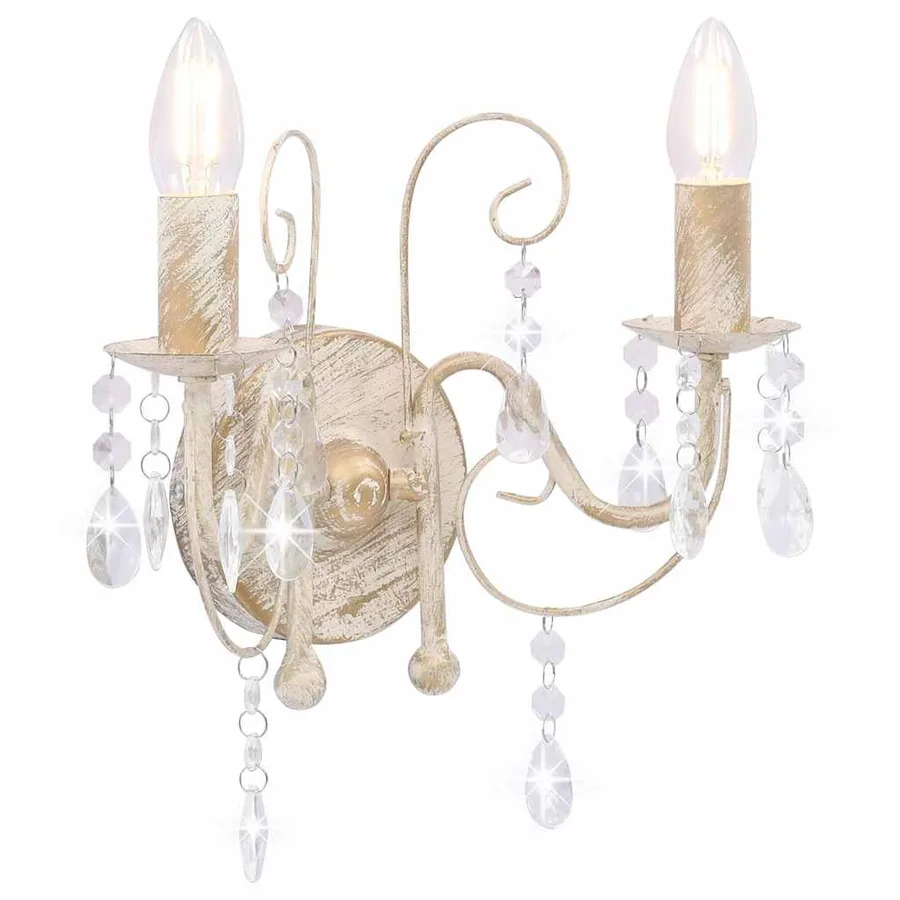 Applique murale à perles Blanc antique 2 ampoules E14 - 2