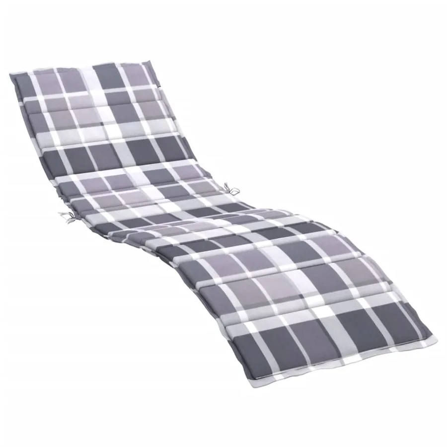 Coussin de chaise longue motif à carreaux gris 200x60x3 cm - 2