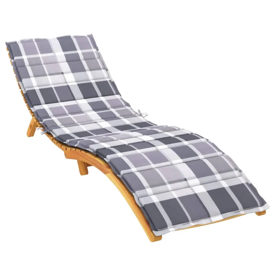 Coussin de chaise longue motif à carreaux gris 200x60x3 cm - 3