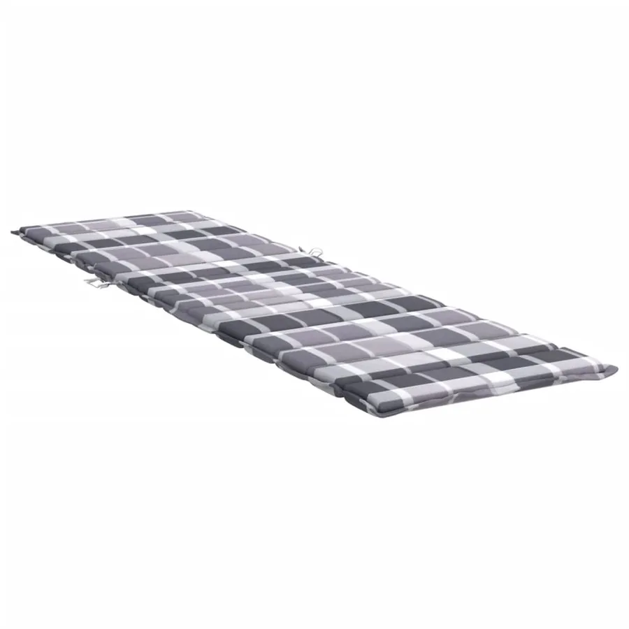 Coussin de chaise longue motif à carreaux gris 200x60x3 cm - 4