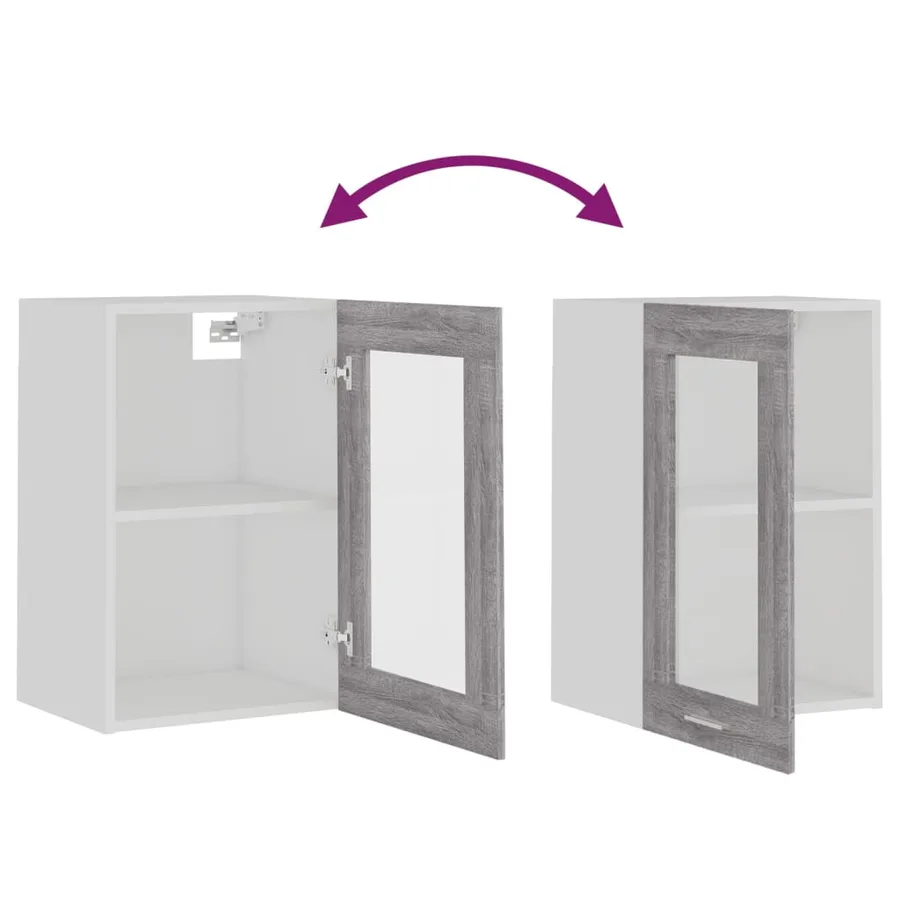 Vitrine suspendue "Lyon" Gris Sonoma 40 x 31 x 60 cm Bois d'ingénierie - 8