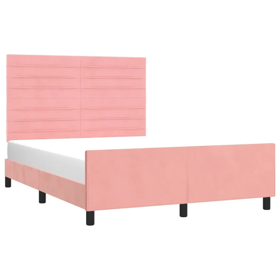 Cadre de lit sans matelas rose 140x190 cm velours - 3