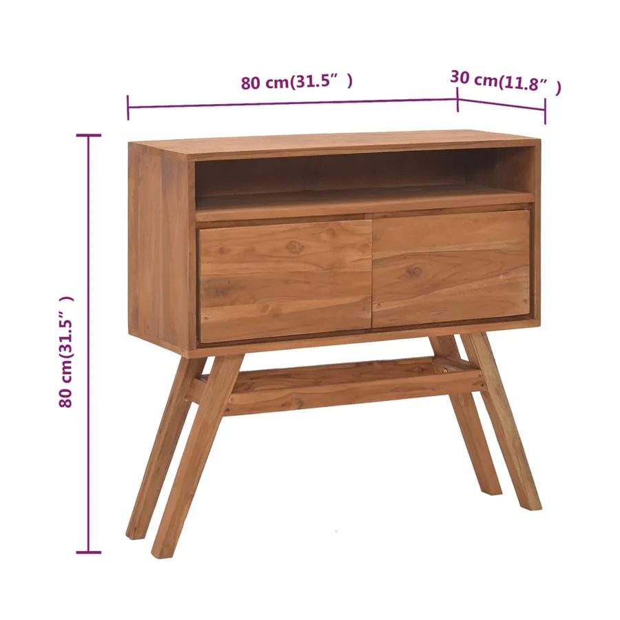Table console 80x30x80 cm Bois de teck solide - 9