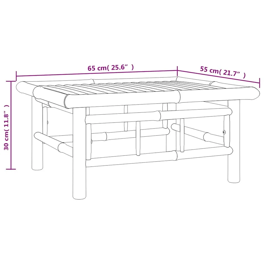 Table de jardin 65x55x30 cm bambou - 7
