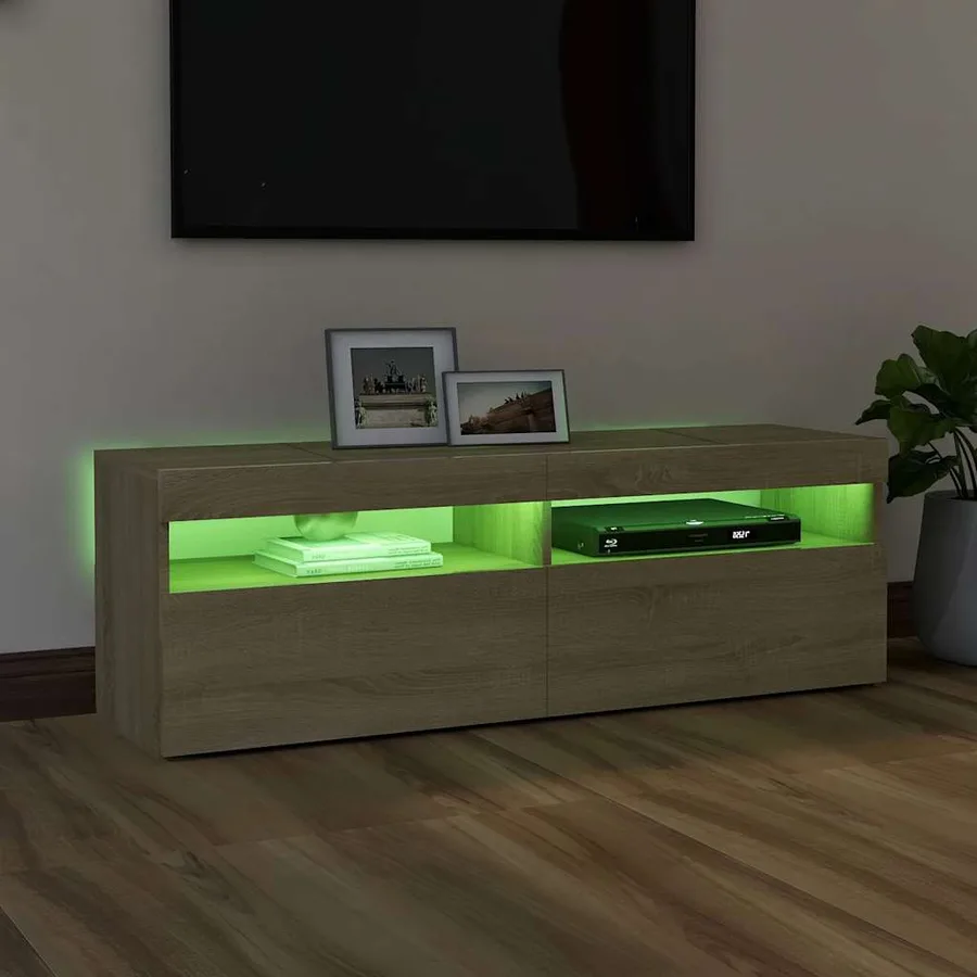 Meuble TV avec lumières LED chêne sonoma 120x35x40 cm - 14