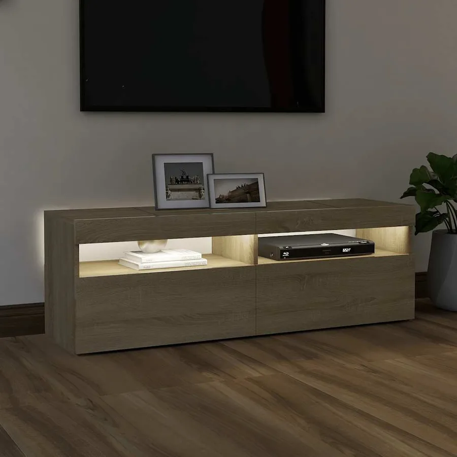 Meuble TV avec lumières LED chêne sonoma 120x35x40 cm - 4