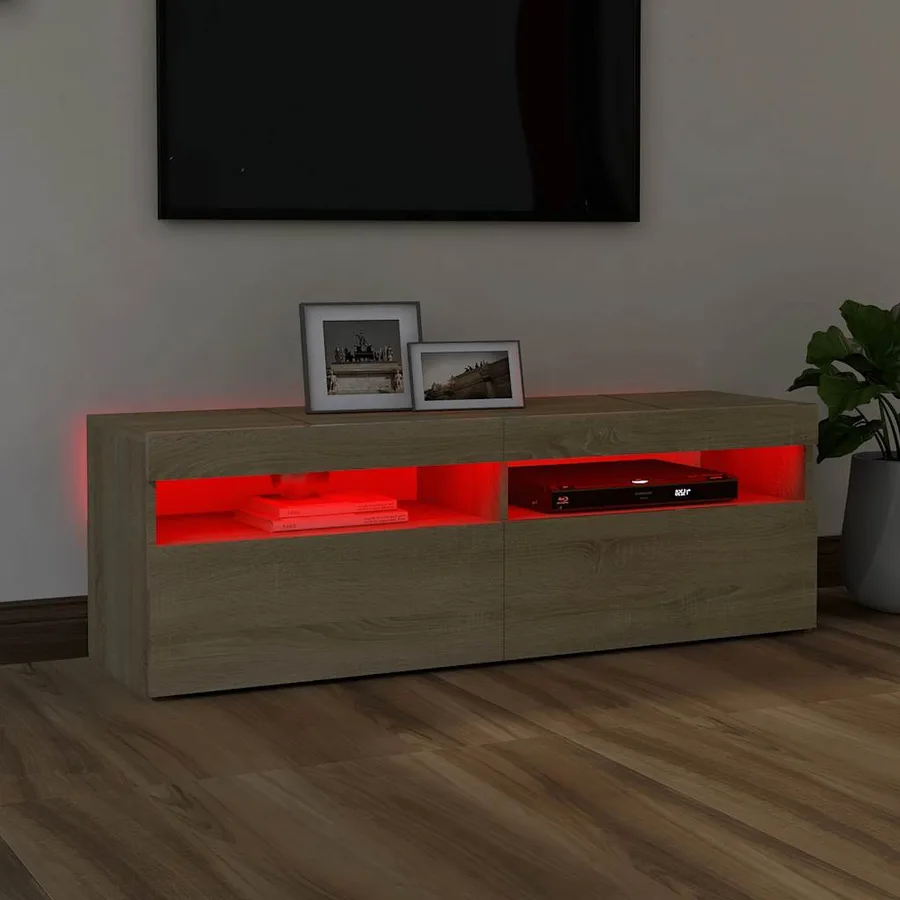 Meuble TV avec lumières LED chêne sonoma 120x35x40 cm - 5